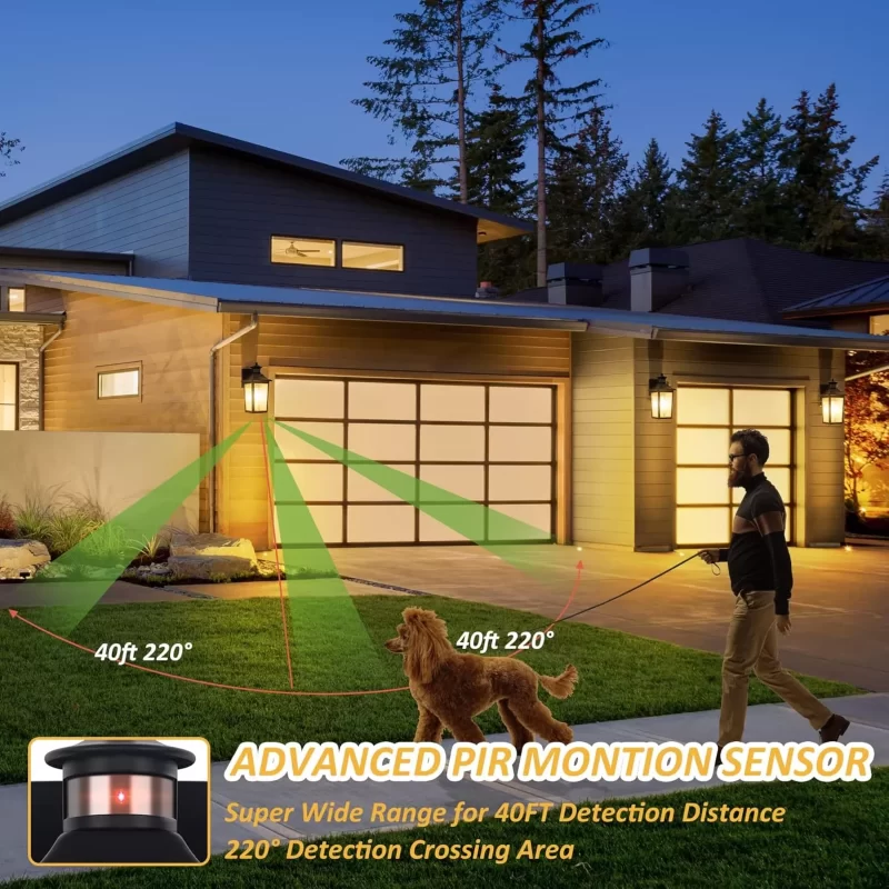 B06079PG Motion Sensor Outdoor Wall Light - Black Dusk to Dawn Outdoor Lighting, LED Waterproof Exterior Light Fixture, Modern Porch Light Outside Wall Mount for House Patio Garage Garage, Anti-Rust - Image 5