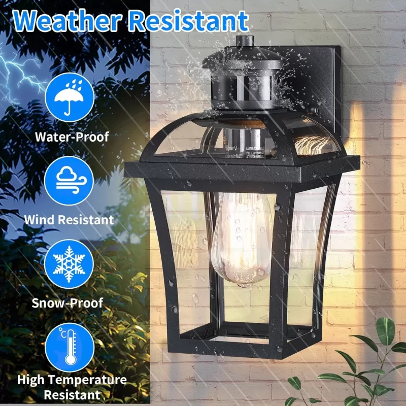 B06100BPG 2-Pack Motion Sensor Outdoor Lights, Upgraded Dusk to Dawn Exterior Lighting Fixtures,Waterproof Black Porch Lights Wall Sconce for House,Patio,Garage,Entryway - Image 6