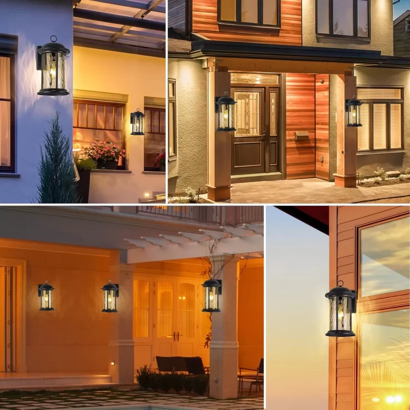 B06102P 2 Pack Exterior Waterproof Wall Sconce Light Fixtures with Clear Glass Shade, Anti-Rust Porch Lights for Outdoor with E26 Socket - Image 5