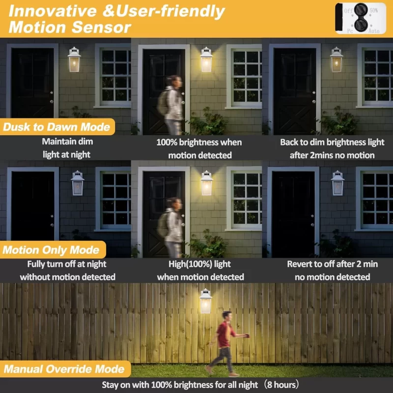 B06079PG Motion Sensor Outdoor Wall Light - Black Dusk to Dawn Outdoor Lighting, LED Waterproof Exterior Light Fixture, Modern Porch Light Outside Wall Mount for House Patio Garage Garage, Anti-Rust - Image 4