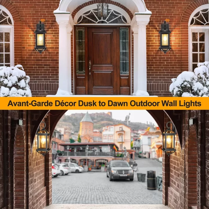 B07049PP 18” Dusk to Dawn Outdoor Lights for House 2-Pack, Anti-Rust Aluminum Exterior Light Fixtures with Fully Enclosed Bottom Outside Wall Lanterns IP65 Waterproof Porch Lights - Image 6