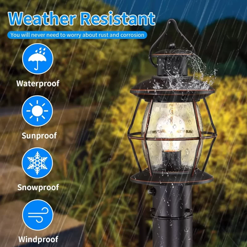 Z06066PP Dusk to Dawn Outdoor Post Lights with Pier Mount Base,Waterproof Lamp Post Light Fixture Hardwired 120V,Oil Rubbed Bronze Post Lantern Lighting for Driveway, Yard, Pathway, Garden, Patio - Image 6