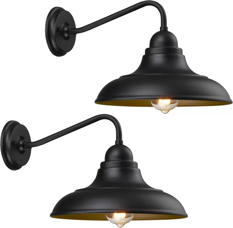 B12001P Wall Lights Wall Mount for House Farmhouse Wall Sconce Black Outside Lantern Classic Barn Lights Outdoor & Indoor, 12"，2 Pack