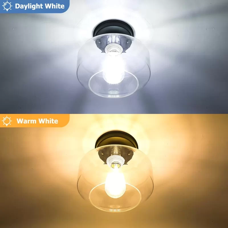 X07042P Semi Flush Mount Ceiling Light 2 Pack, Industrial Ceiling Light Fixture with Clear Glass Pendant Lamp Shade, Farmhouse Hallway Light Fixtures for Porch Kitchen Bedroom, E26 Bulbs Excluded - Image 7