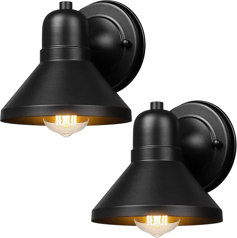 B06048BP Outdoor Lanterns, 2-Pack Exterior Light Fixtures, Waterproof Anti-Rust Black Wall Mount Lights, Small E26 Socket Outside Lights for House, Front Porch, Playhouse, Garage