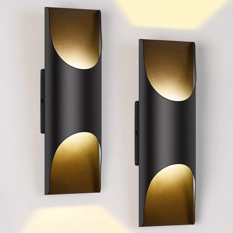 B04002L 2-Pack Black Porch Lights, Waterproof Indoor Outdoor Wall Lanterns, LED Sconce Wall Lighting for Bedroom, Living Room, Balcony, Hallway, Entryway, Patio, Front Door, 12W 3000K