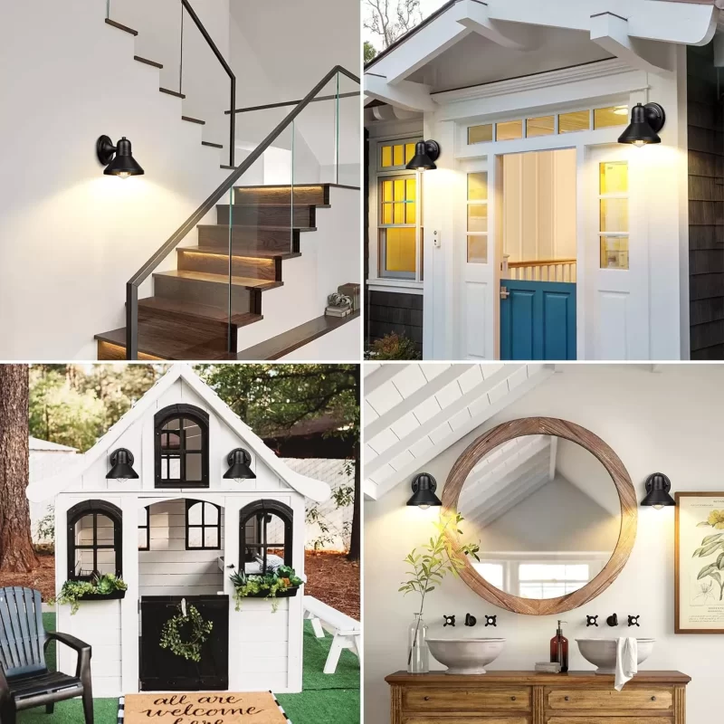 B06048BP Outdoor Lanterns, 2-Pack Exterior Light Fixtures, Waterproof Anti-Rust Black Wall Mount Lights, Small E26 Socket Outside Lights for House, Front Porch, Playhouse, Garage - Image 6