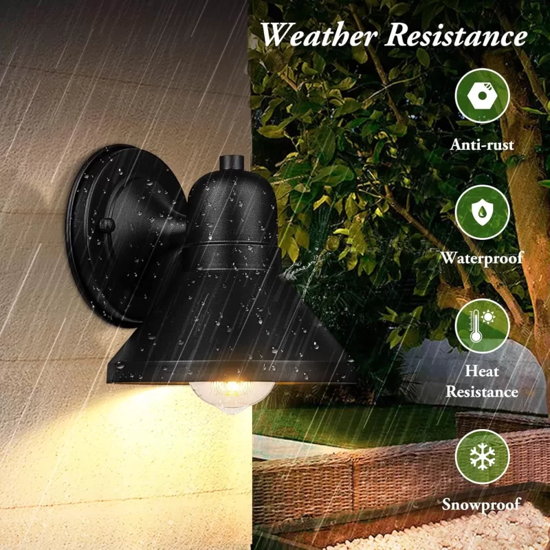 B06048BP Outdoor Lanterns, 2-Pack Exterior Light Fixtures, Waterproof Anti-Rust Black Wall Mount Lights, Small E26 Socket Outside Lights for House, Front Porch, Playhouse, Garage - Image 4