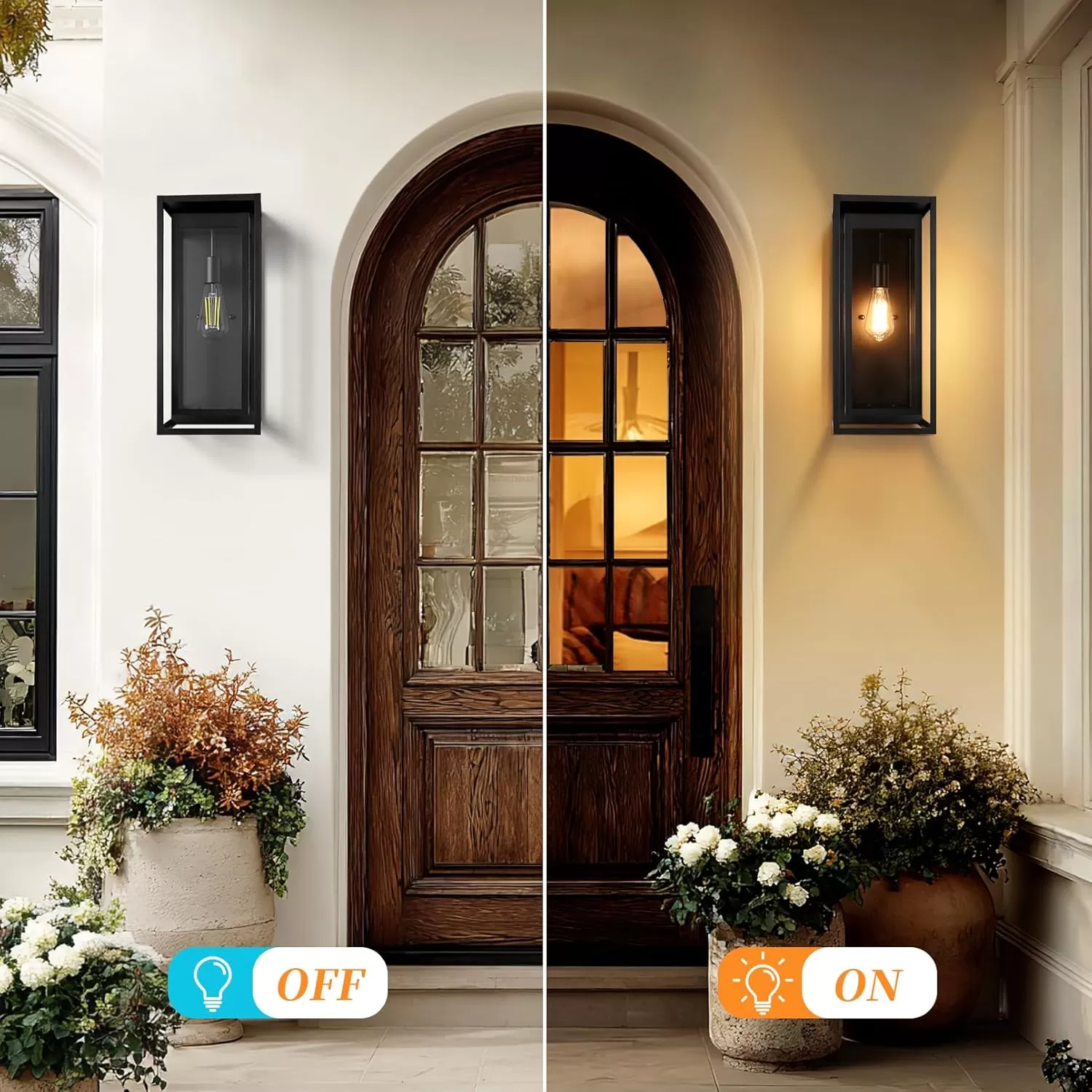 B06121P-BIG-2PUS B08044P(2PK) 19" Outdoor Wall Lights, 2 Pack Large Size Matte Black Outdoor Sconce Lights with Clear Glass Shade, Waterproof Porch Lighting Exterior Light Fixture for Front Door, Garage - Image 6