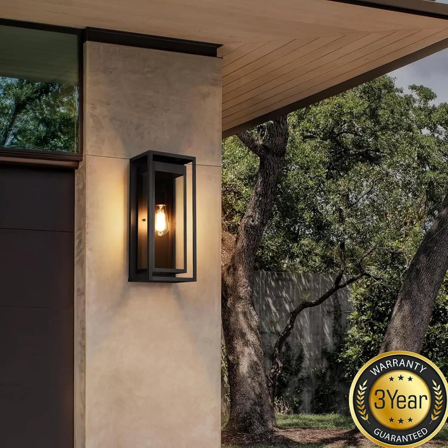 B06121P-BIG-2PUS B08044P(2PK) 19" Outdoor Wall Lights, 2 Pack Large Size Matte Black Outdoor Sconce Lights with Clear Glass Shade, Waterproof Porch Lighting Exterior Light Fixture for Front Door, Garage - Image 7