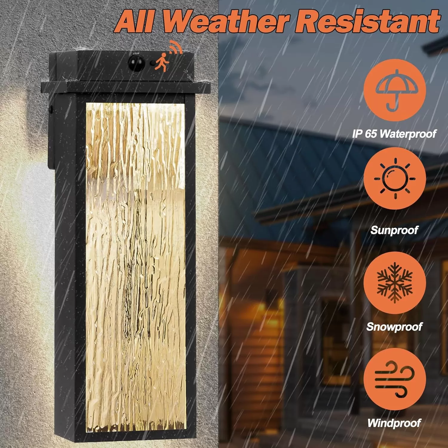 B06104LG Upgraded Dusk to Dawn LED Outside Lights, 2 Pack 16” Oil Rubbed Bronze Motion Sensor LED Outdoor Lanterns, Waterproof Brown Rustic Exterior Sconce Lamps Porch Lanterns with Rippled Glass - Image 6