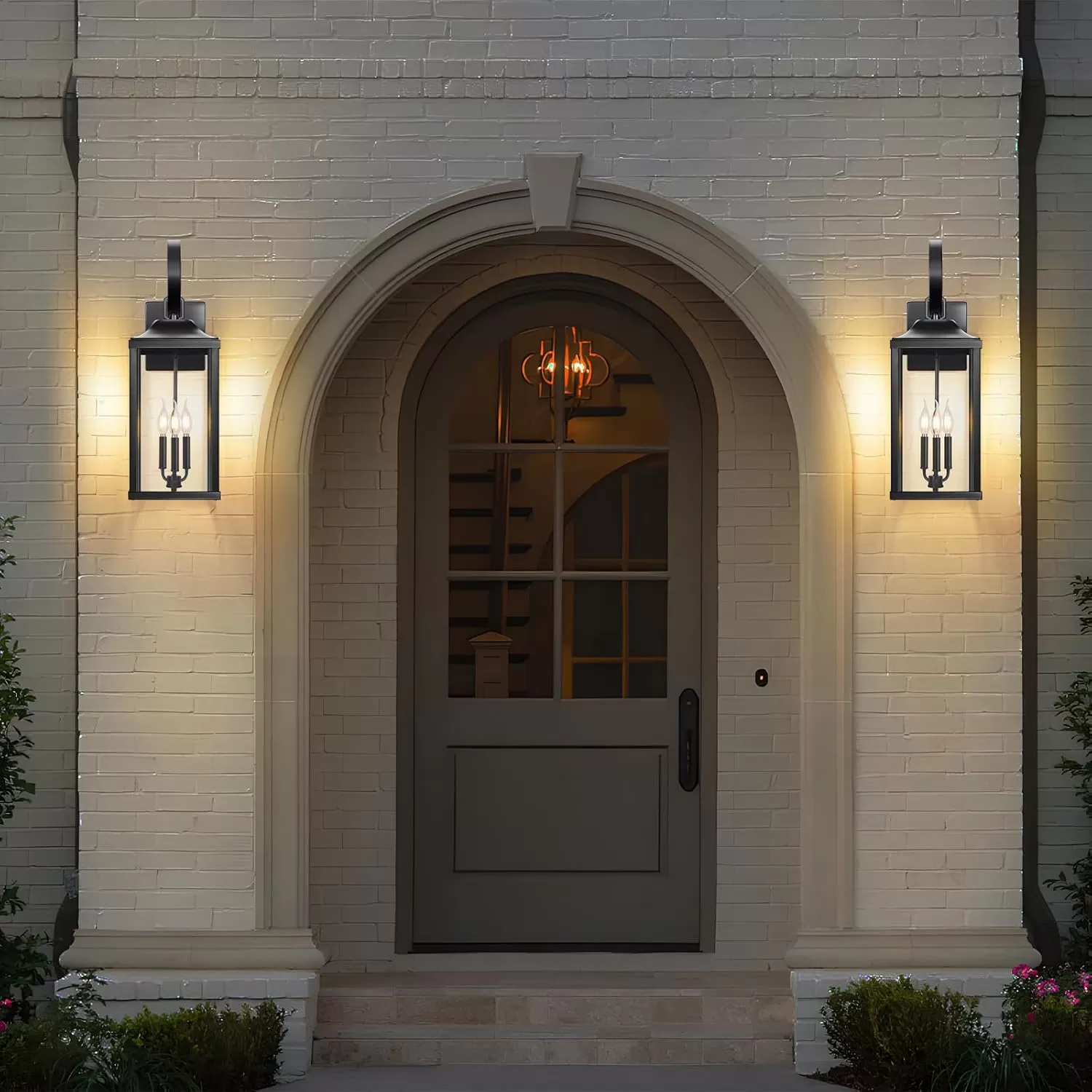 B08039P 2 Packs 24" Extra Large Outside Wall Light Fixture 3-Light, Black Outdoor Porch Lantern Wall Mounted, Waterproof Modern Outside Wall Sconce Coach Lamp for House, E12 - Image 9