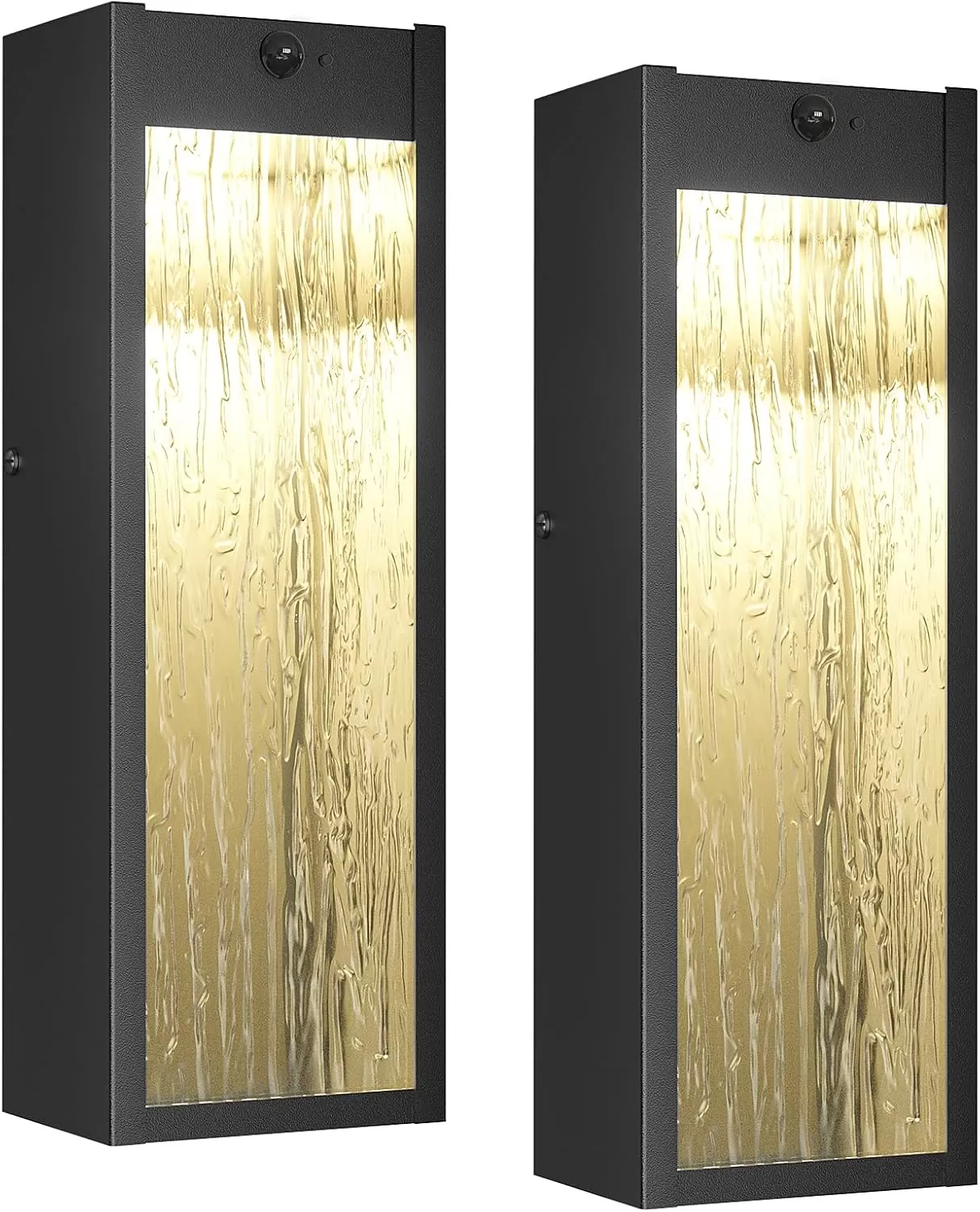 B05097LG Motion Sensor LED Outdoor Wall Light Fixtures 2 Pack, Modern Dusk to Dawn Sensor Porch Outdoor Lighting, Black 15 Inch Water Ripple Exterior Wall Sconce, LED Outside Lantern for Garage Front Door - Image 8