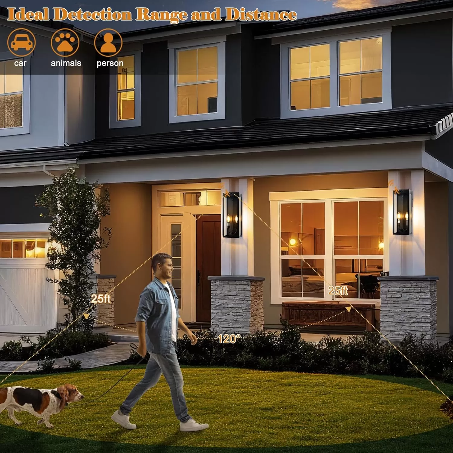 B06157PG Black Motion Sensor Outdoor Lights 2-Light, 16” Modern Dusk to Dawn Sensor Lights for Outside 2 Pack, Exterior Wall Mount Porch Lanterns Waterproof Outside House Lamps for Garage Yard E12 - Image 2