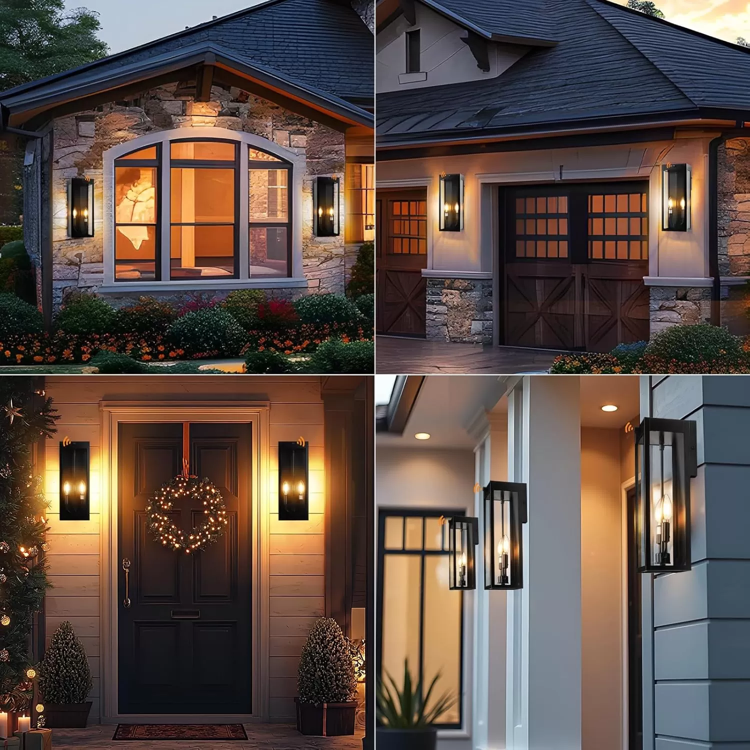 B06157PP 16” Dusk to Dawn Outdoor Lighting, 2 Pack Black Modern Porch Outside Lights for House 2-Light, Photocell Sensor Exterior Patio Coach Wall Lanterns Outside Garden Sconce Lamps Waterproof E12 - Image 8