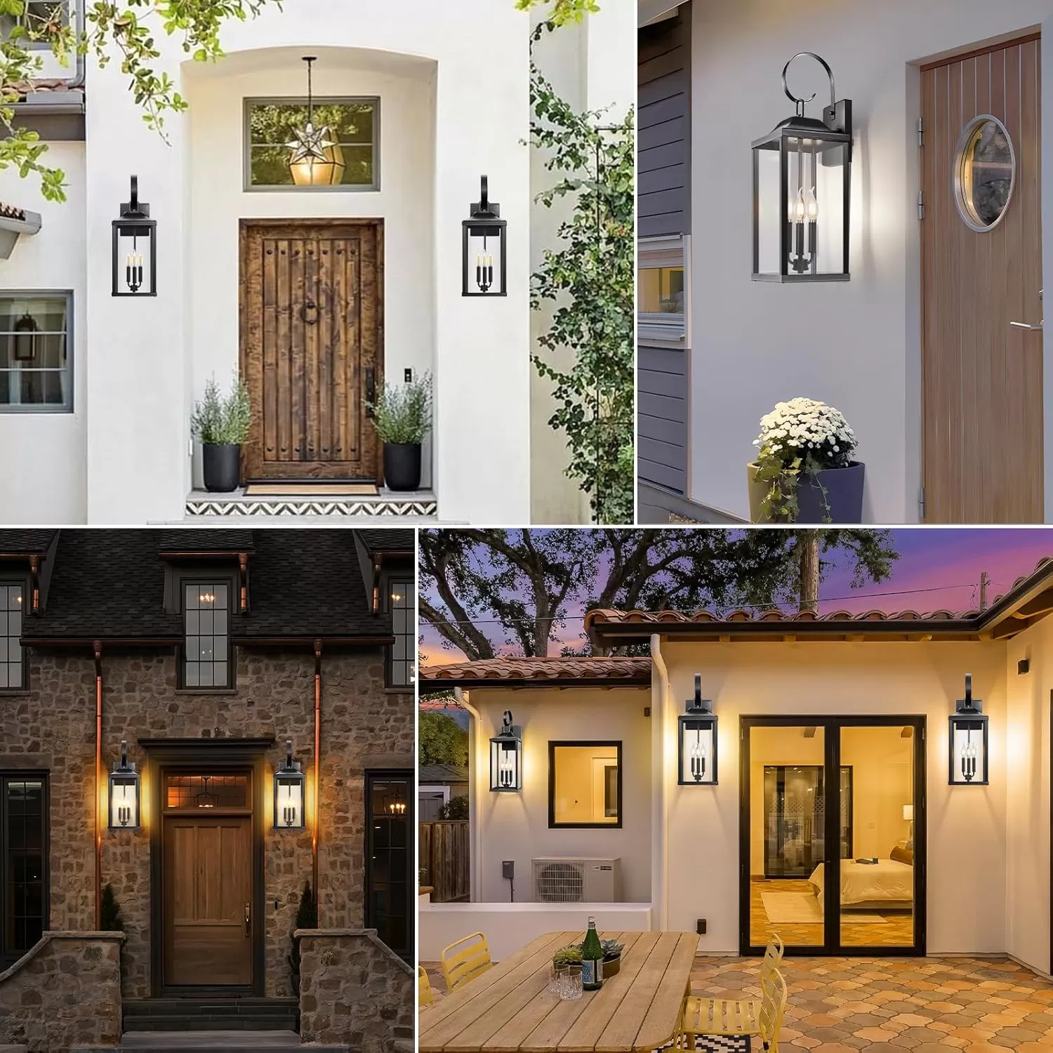 B08039P 2 Packs 24" Extra Large Outside Wall Light Fixture 3-Light, Black Outdoor Porch Lantern Wall Mounted, Waterproof Modern Outside Wall Sconce Coach Lamp for House, E12 - Image 6