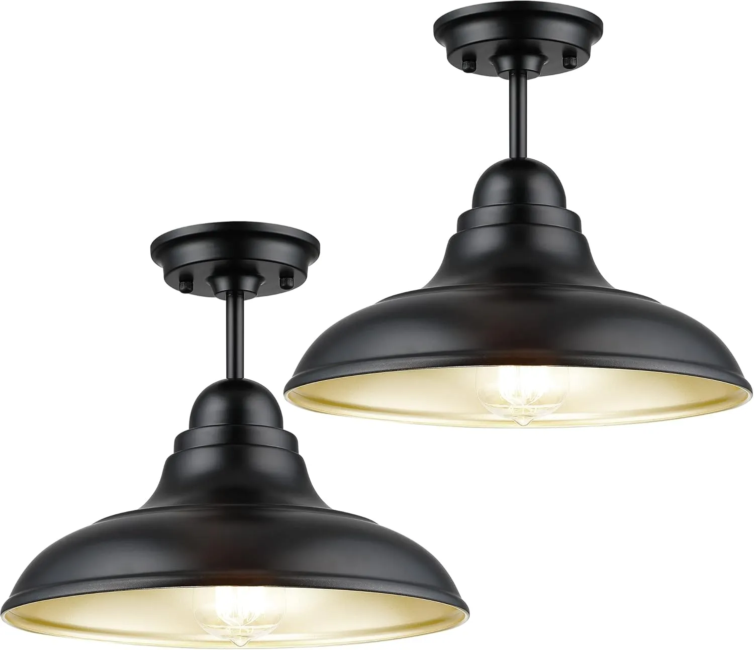 X12010P Farmhouse Semi Flush Mount Ceiling Lights, Modern Ceiling Light Fixture with Black Finish for Kitchen, Hallway, Entryway, Dining Room, Bedroom, Cafe, Bar, Living Room, 12"