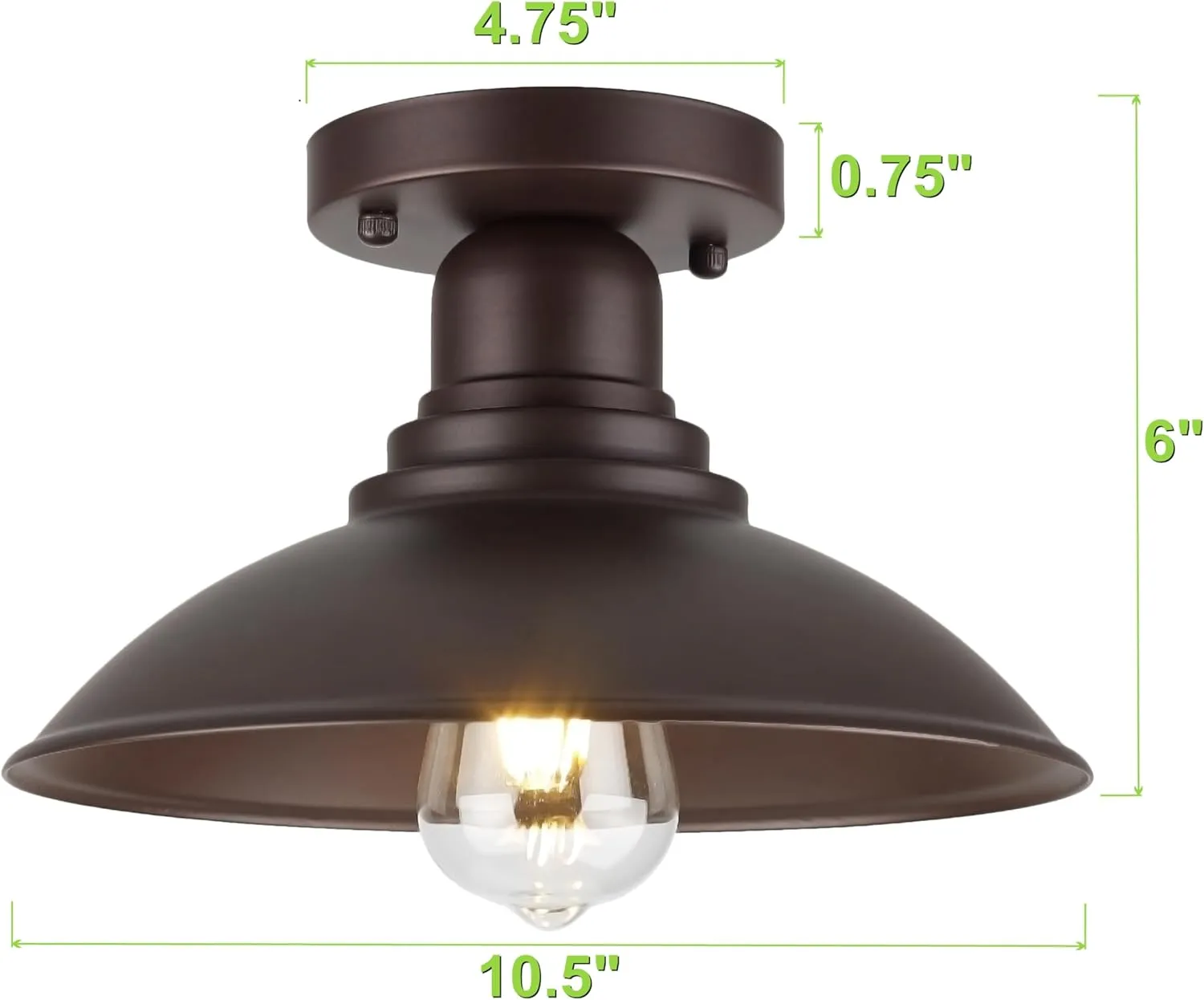 C00001 X10018P Oil Rubbed Bronze Outdoor Semi Flush Mount Ceiling Light Fixture, Metal Farmhouse Kitchen Light with E26 Based Socket, Round Semi Flush Ceiling Light for Kitchen - Image 3