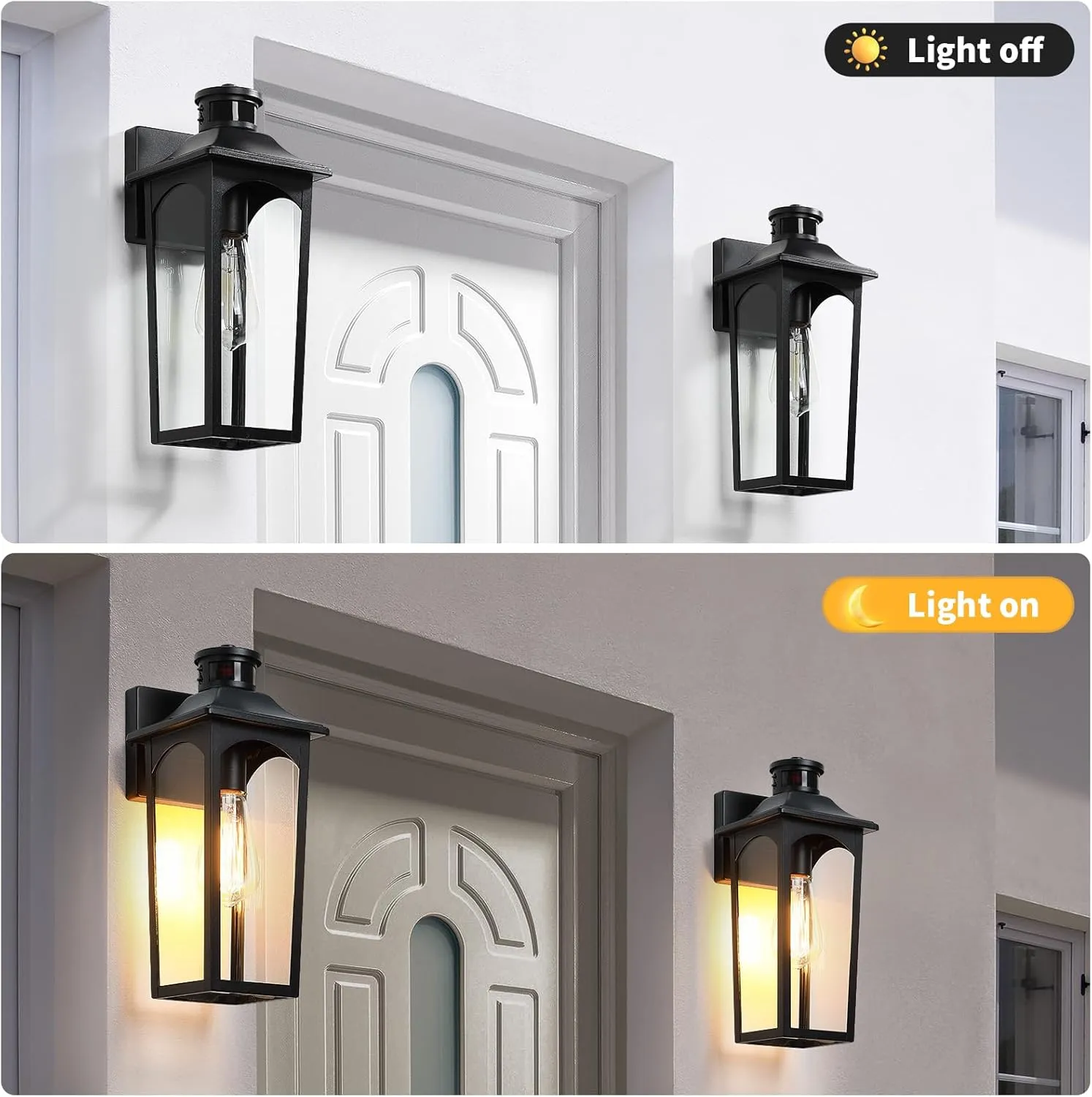 BD065-1-GY B06144PG 14" Motion Sensor Outdoor Wall Light,Sand Black Dusk to Dawn Exterior Wall Mount Outside Lighting,Industrial Anti-Rust Lantern Porch Light for Doorway,Garage,Yard,Patio - Image 2