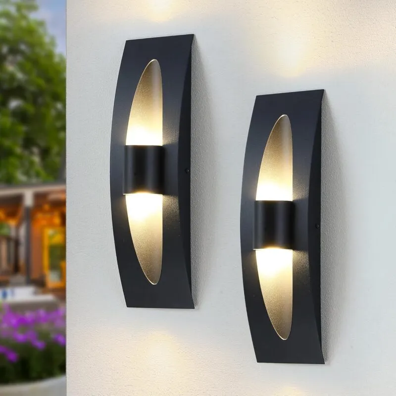 HWBD010-LED B04065L Outdoor LED Wall Lights Fixtures,2 Packs Black Wall Sconces,15.6 Inch Modern Porch Light,Exterior Waterproof Wall Lanterns for House,Porch,Garage,Front Door,Hallway,Patio