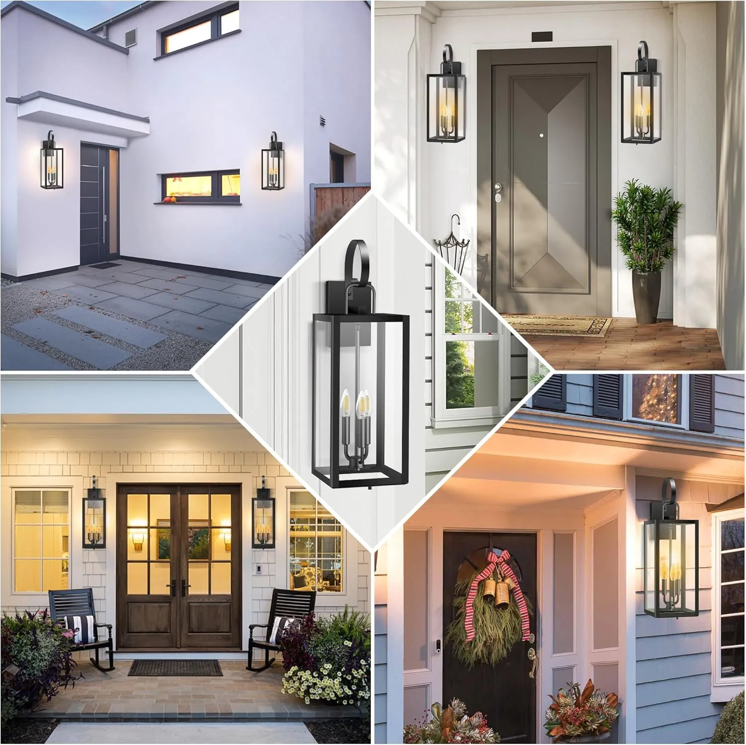 LC-WGL-25IN B08051P 25'' Extra Large Exterior Lighting Fixtures with Closed Bottom, 2-Pack Waterproof Anti Rust Modern Front Porch Light, Outdoor Sconce Lights with E12 Socket, for Big House Garage Supermarket Factory - Image 4