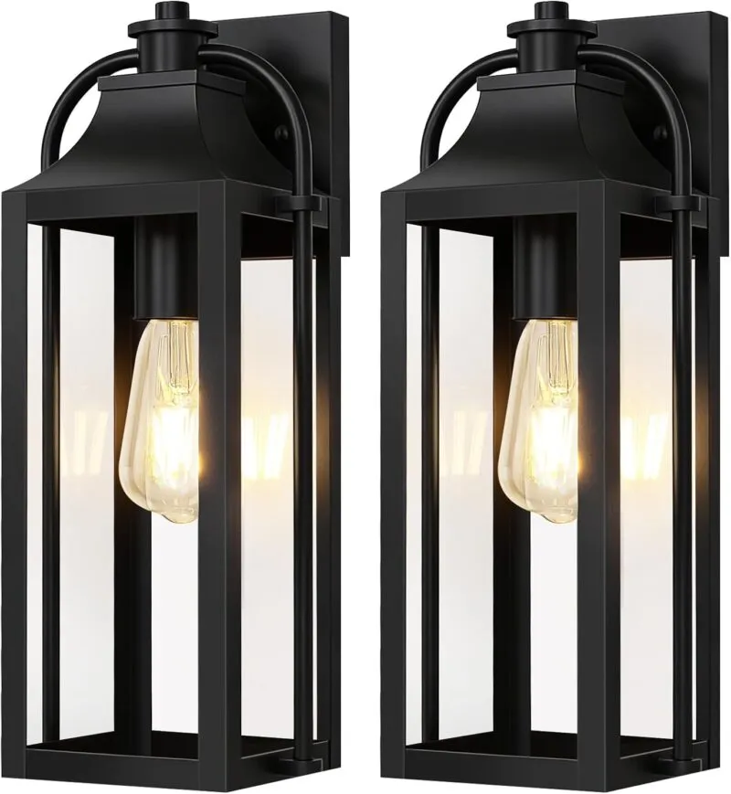 B06165P-S-2PUS B06165P 2 Packs Outdoor Wall Lights - 15" Outdoor Wall Sconces Set of Two, Black Modern Waterproof Exterior Lighting Fixtures, Front Porch Lantern Outside for House Patio Garage (Bulbs Not Included)