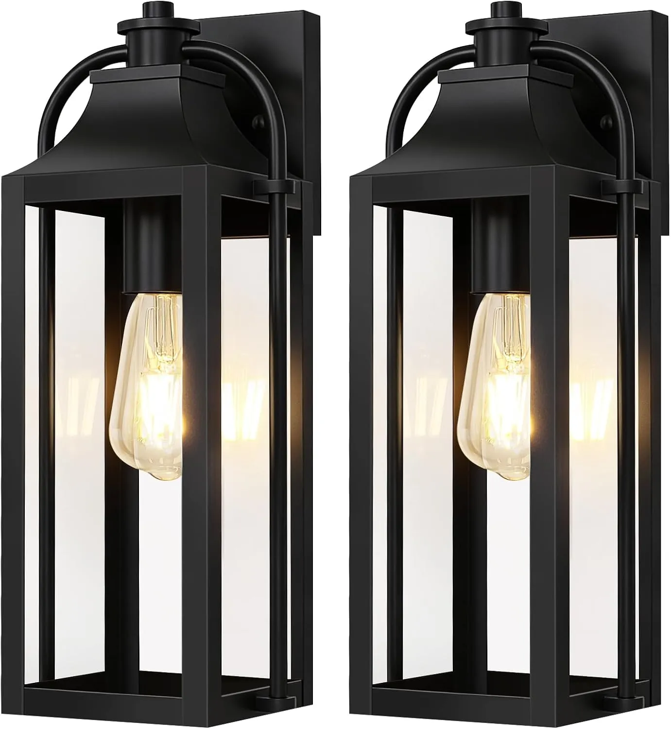 B06165P-S-2PUS B06165P 2 Packs Outdoor Wall Lights - 15" Outdoor Wall Sconces Set of Two, Black Modern Waterproof Exterior Lighting Fixtures, Front Porch Lantern Outside for House Patio Garage (Bulbs Not Included)