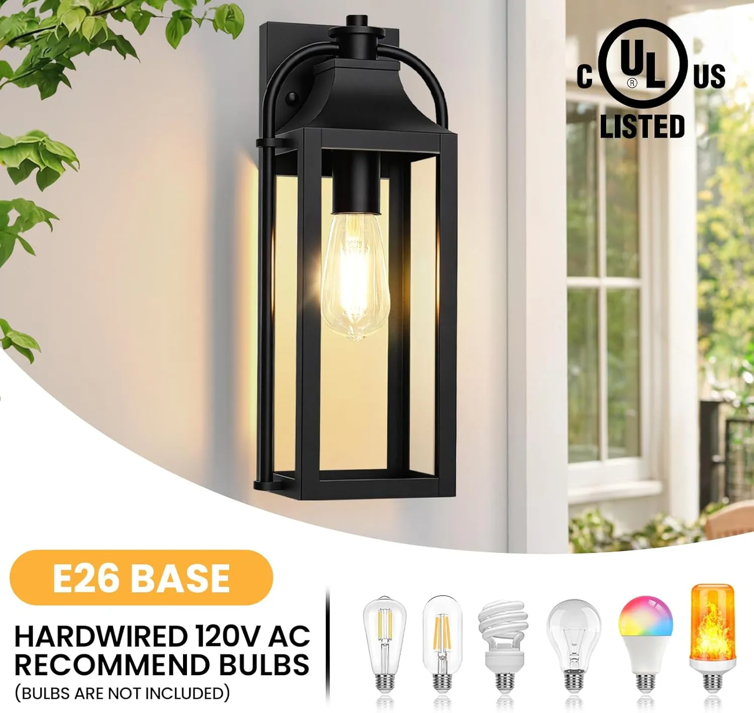 B06165P-S-2PUS B06165P 2 Packs Outdoor Wall Lights - 15" Outdoor Wall Sconces Set of Two, Black Modern Waterproof Exterior Lighting Fixtures, Front Porch Lantern Outside for House Patio Garage (Bulbs Not Included) - Image 6