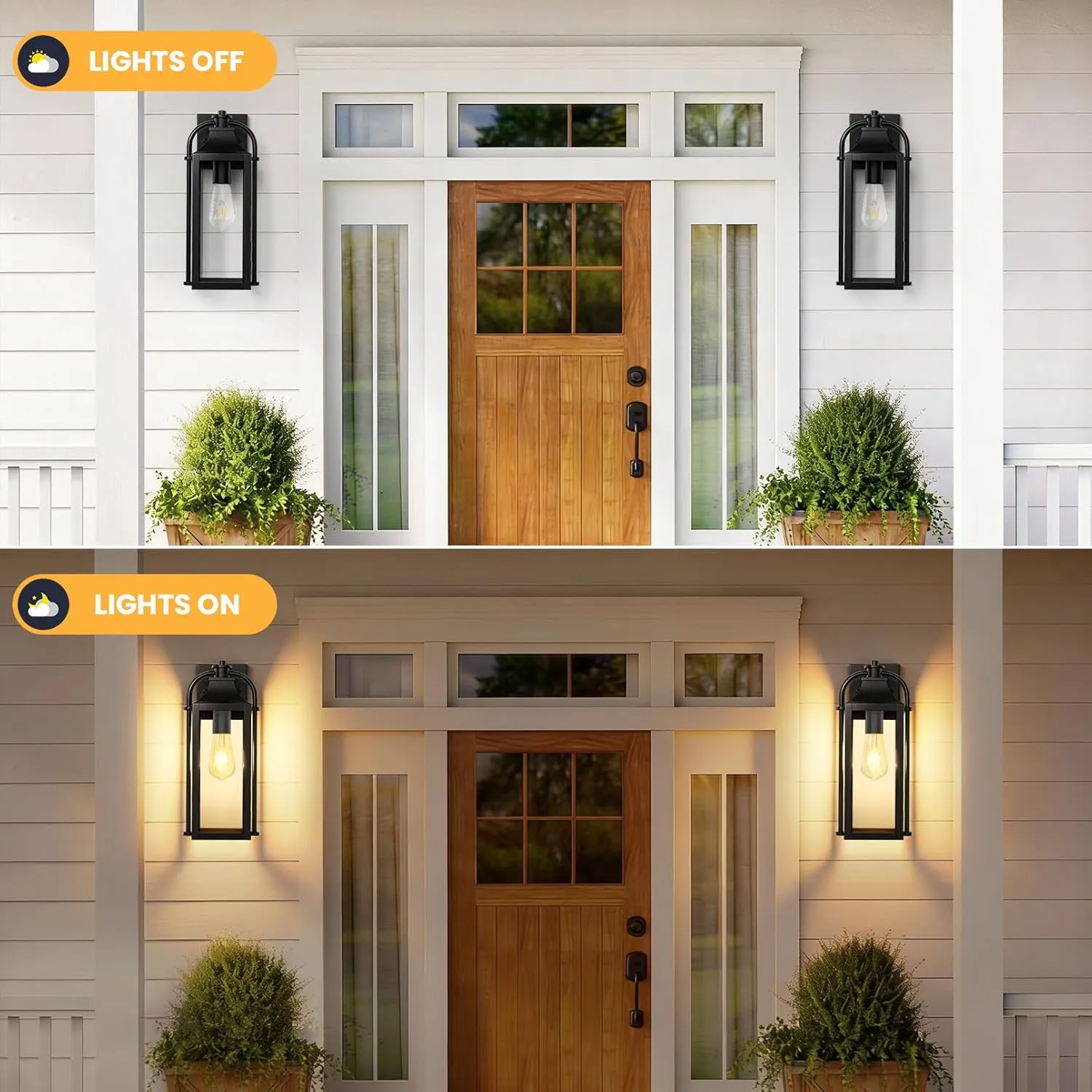 B06165P-S-2PUS B06165P 2 Packs Outdoor Wall Lights - 15" Outdoor Wall Sconces Set of Two, Black Modern Waterproof Exterior Lighting Fixtures, Front Porch Lantern Outside for House Patio Garage (Bulbs Not Included) - Image 8
