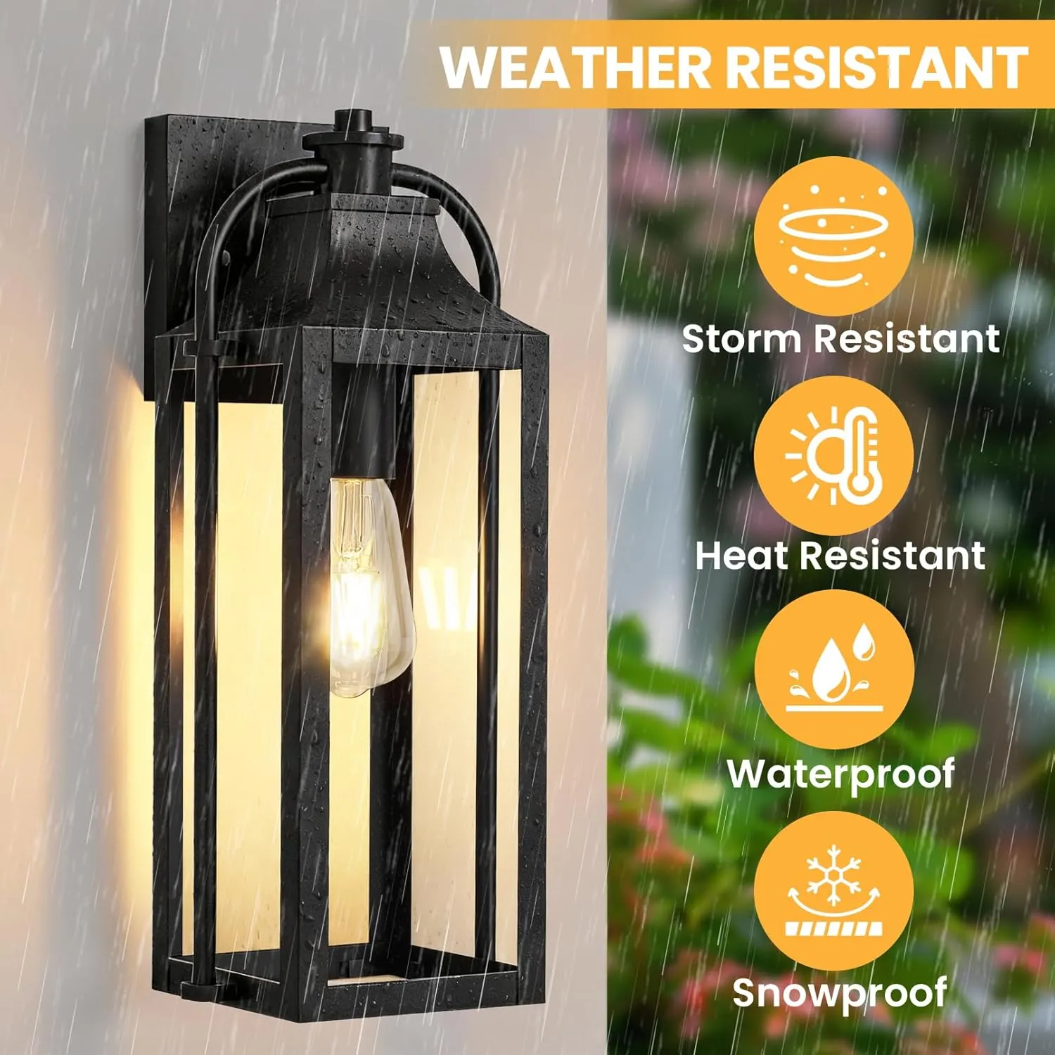 B06165P-S-2PUS B06165P 2 Packs Outdoor Wall Lights - 15" Outdoor Wall Sconces Set of Two, Black Modern Waterproof Exterior Lighting Fixtures, Front Porch Lantern Outside for House Patio Garage (Bulbs Not Included) - Image 2