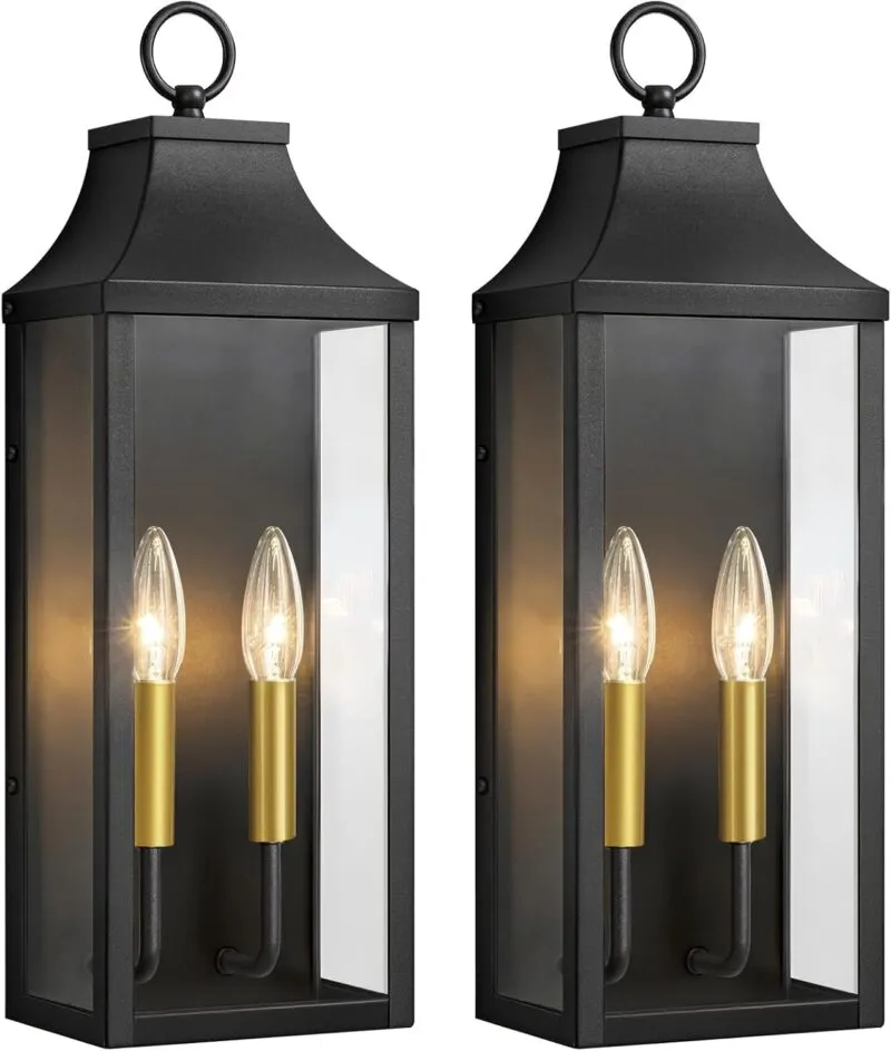 0926-S-2PUS B06196P 2-Pack 18" Outdoor Wall Light Fixtures,Modern Exterior Lighting Fixtures Wall Mount,Anti-Rust Porch Lights with Clear Glass,Waterproof Outside Wall Sconce Lights for House Garage Patio,E12 Base