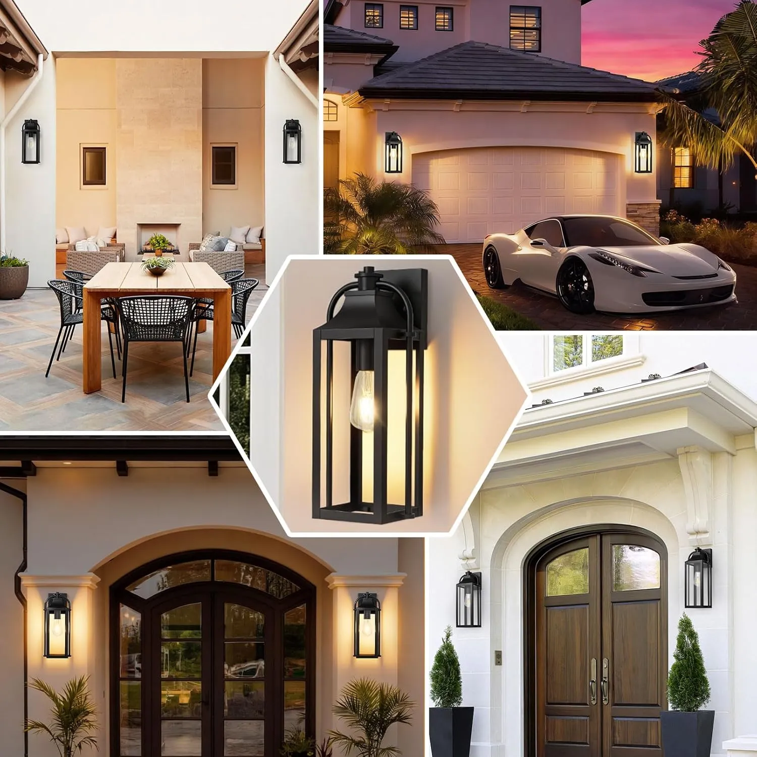 B06165P-S-2PUS B06165P 2 Packs Outdoor Wall Lights - 15" Outdoor Wall Sconces Set of Two, Black Modern Waterproof Exterior Lighting Fixtures, Front Porch Lantern Outside for House Patio Garage (Bulbs Not Included) - Image 4