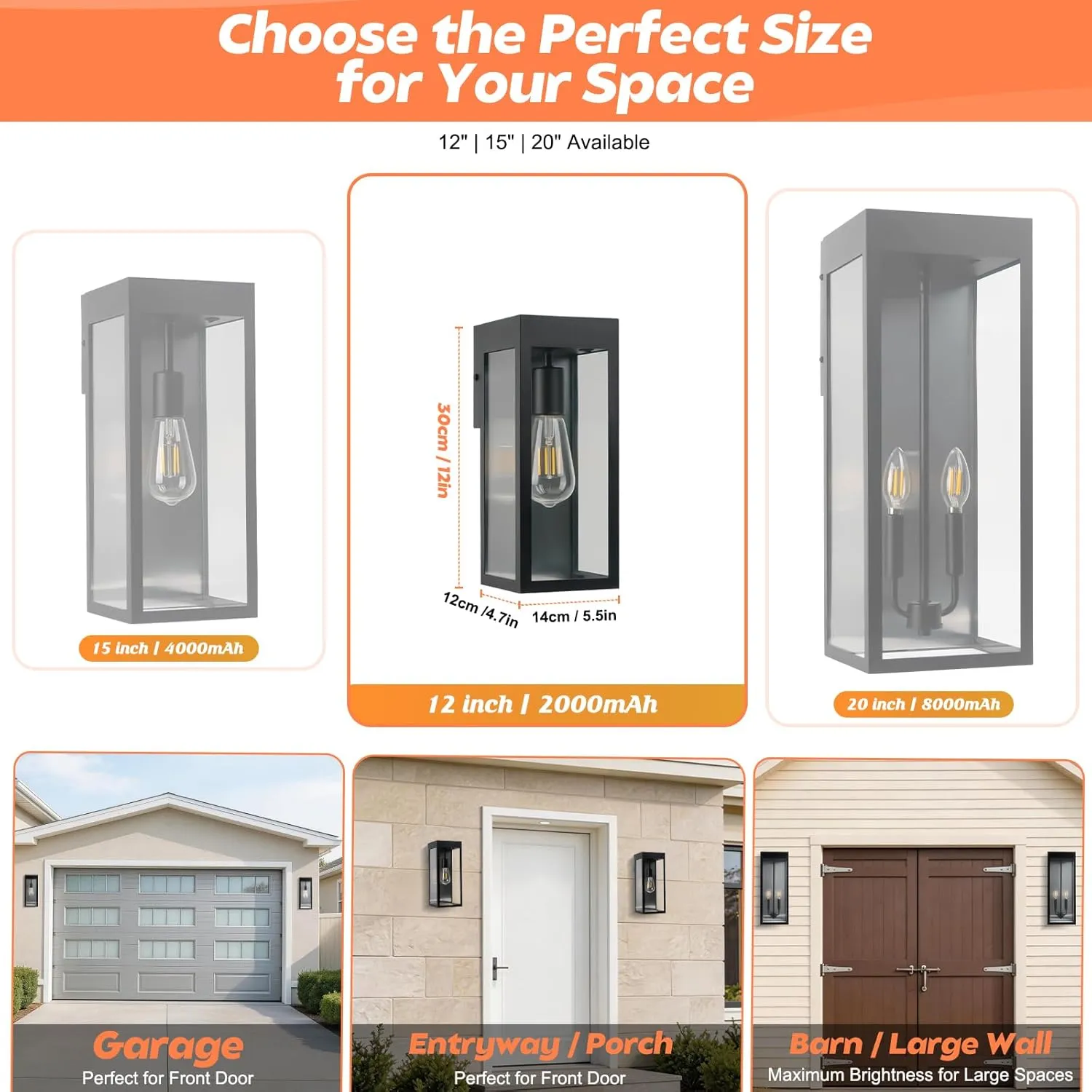 B04080PT 2-Pack Solar Wall Lights with Replaceable Bulb, Outdoor Solar-Powered Lantern with Dusk-to-Dawn Sensor, LED Sconce Metal Exterior for Front Porch, Security Lamps for Patio Fence Garage, Bulbs Included - Image 7