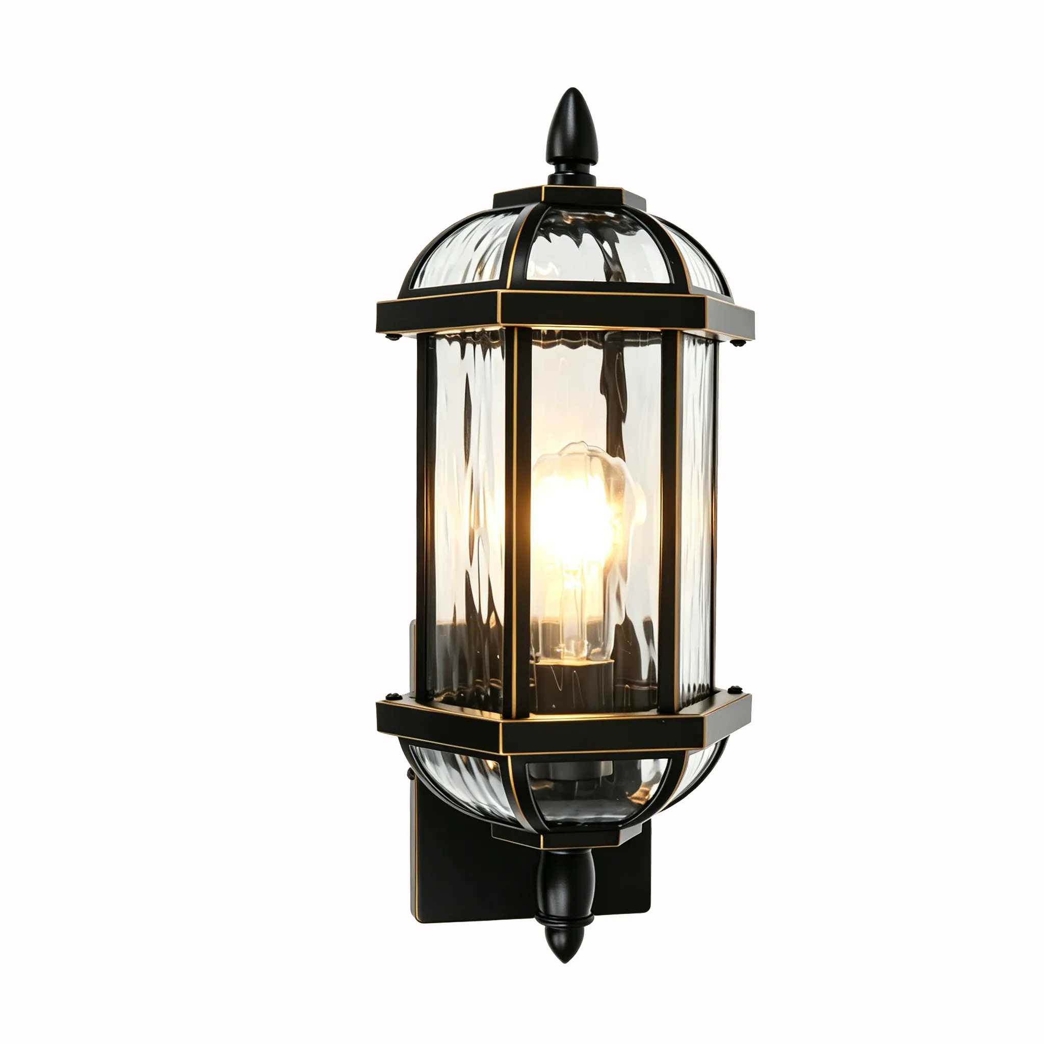 B06203PP Outdoor Wall Light Fixtures, Exterior Waterproof Wall Lanterns, Porch Sconces Lighting with E26 Sockets & Glass Shades, Modern Matte Black Outside Lights for Patio Front Door Entryway Garage