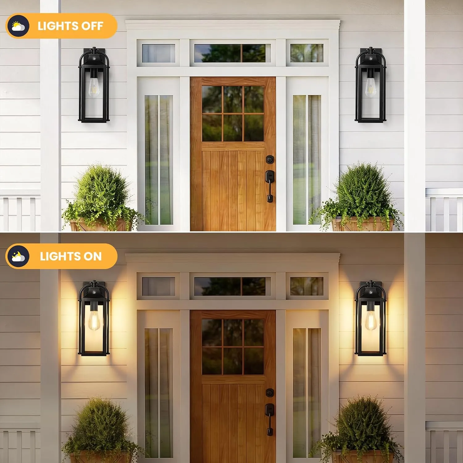 B06165PP&B08053PP&B10028PP 15" &19" &24" Outdoor Lights for House, Large Dusk to Dawn Outside Lights, 2 Pack Waterproof Anti-Rust Aluminum Wall Lamp, Outside Lights for House, Exterior Lighting Fixtures for Front Door, Porch, Garage - Image 7