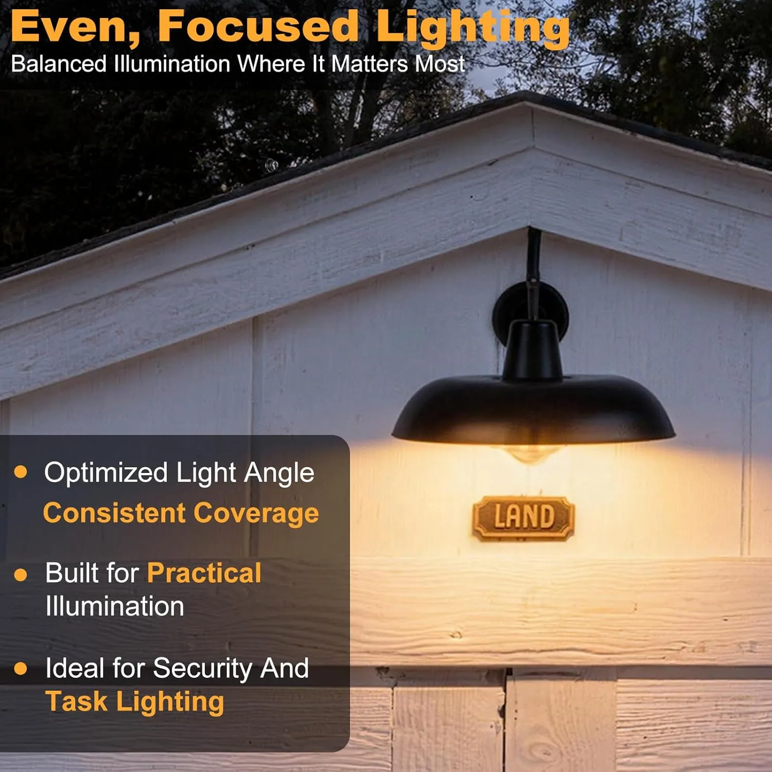 B14003PP Dusk to Dawn Gooseneck Barn Light, 14 Inch 2-Pack Farmhouse Exterior Lighting Fixtures, Industrial Vintage Waterproof Stain Black Wall Mount Sconce for Cottage Garage Porch - Image 6