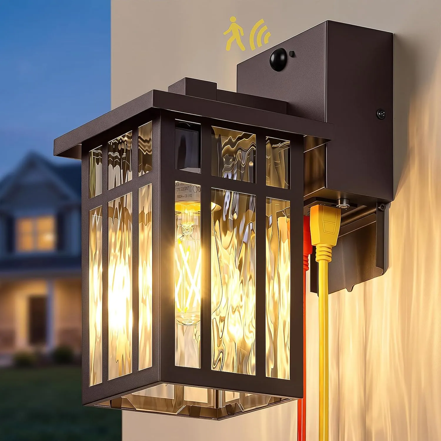 B05106GPG Motion Sensor Outdoor Wall Light with GFCI Outlet, Exterior Lighting Fixture Porch Wall Lantern, 3 Lighting Modes, Matte Black Wall Sconce Waterproof, Outside Light for House Patio Garage - Image 8