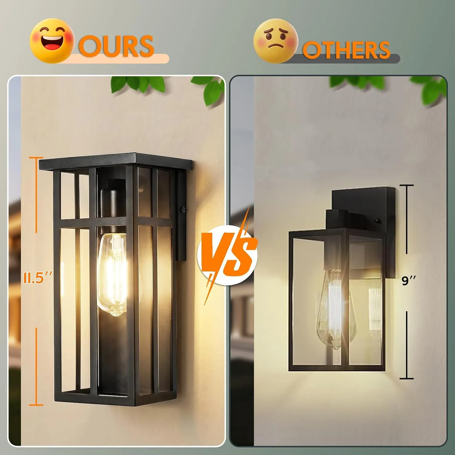 B05107P Outdoor Wall Light Fixtures, Exterior Waterproof Porch Wall Lanterns, Matte Black Wall Sconces with Clear Glass Shade, Modern Outside Lights for House Front Door Patio Garage, 2-Pack - Image 4