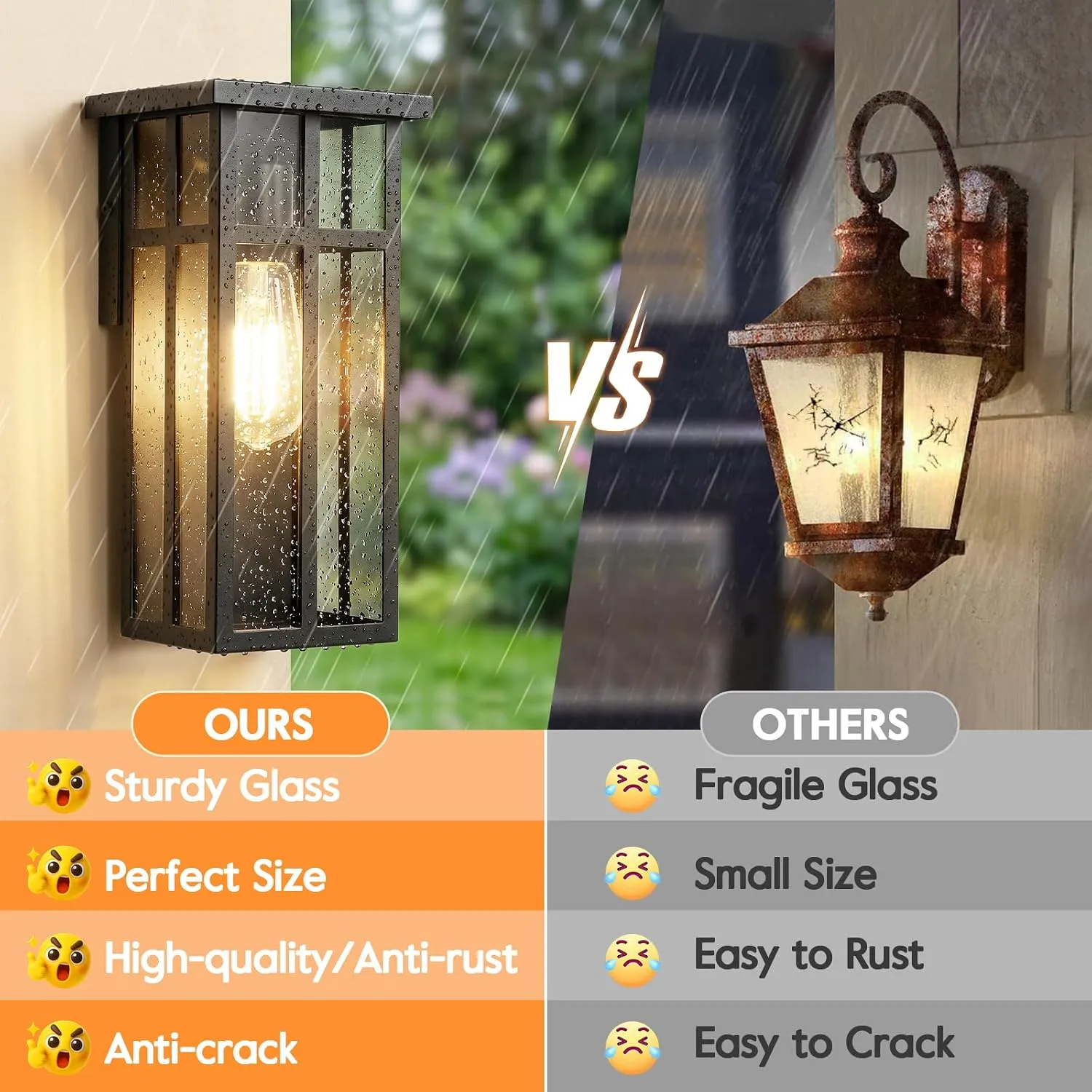 B05107P Outdoor Wall Light Fixtures, Exterior Waterproof Porch Wall Lanterns, Matte Black Wall Sconces with Clear Glass Shade, Modern Outside Lights for House Front Door Patio Garage, 2-Pack - Image 2