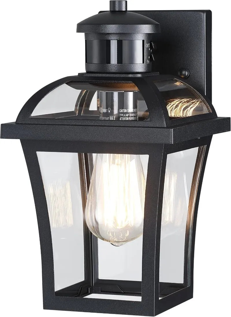 B06100BPG Wall Lanterns Outdoor,Exterior Light Fixtures with E26 Sockets & Tempered Glass, Wall Mounted Waterproof Outdoor Lights (1 Pack, ​Hardwired Lights)