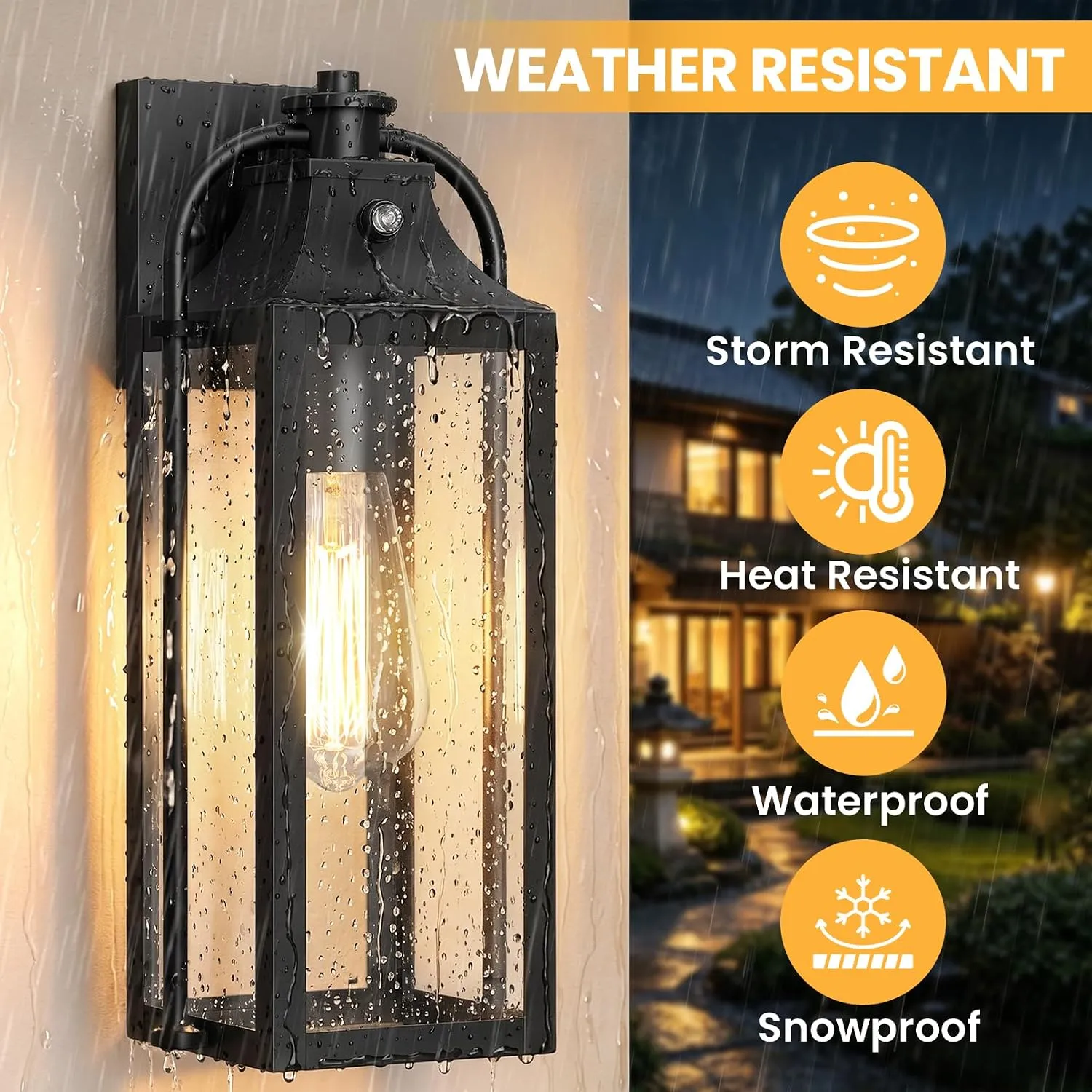 B06165PP&B08053PP&B10028PP 15" &19" &24" Outdoor Lights for House, Large Dusk to Dawn Outside Lights, 2 Pack Waterproof Anti-Rust Aluminum Wall Lamp, Outside Lights for House, Exterior Lighting Fixtures for Front Door, Porch, Garage - Image 4