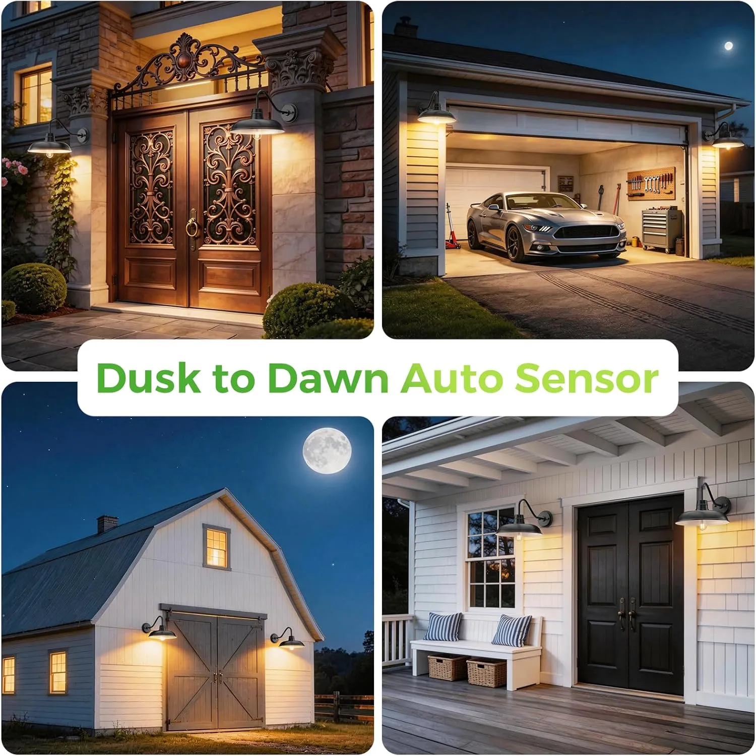 B14003PT 14" Large Solar Barn Lights for Outside, Dusk to Dawn Gooseneck Barn Light Outdoor, 6000mAh Black Outside Wall Mount Light, Waterproof Farmhouse Outdoor Wall Sconces for Porch Garage Shed, 2-Pack - Image 8