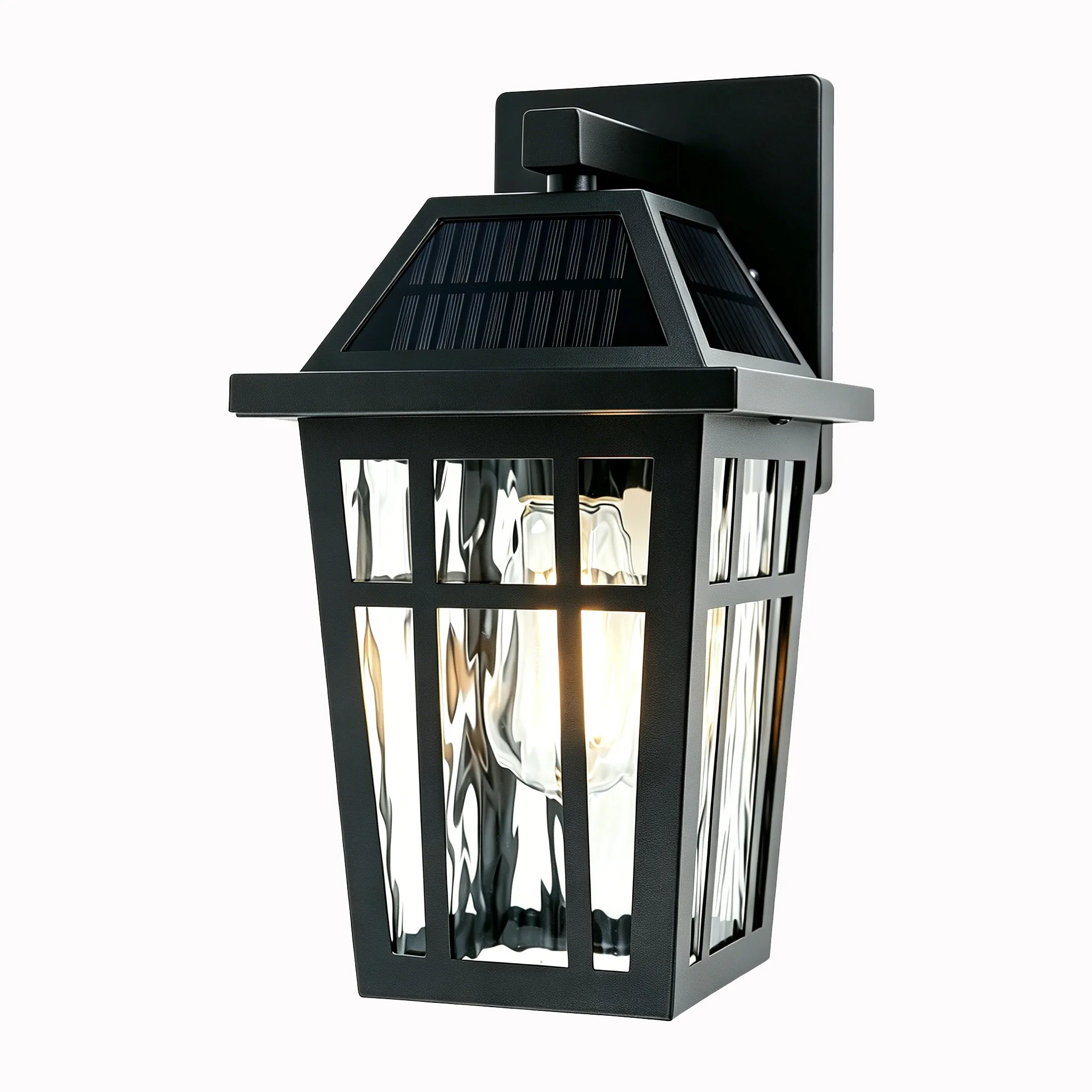 B05112PTB olar Sconce Lights Outdoor Included E26 Bulbs 2 Pack | Solar Wall Lights Outdoor, IP65 Waterproof, Modern Black Dusk to Dawn Solar Porch Lights, for Garage Courtyard Patio
