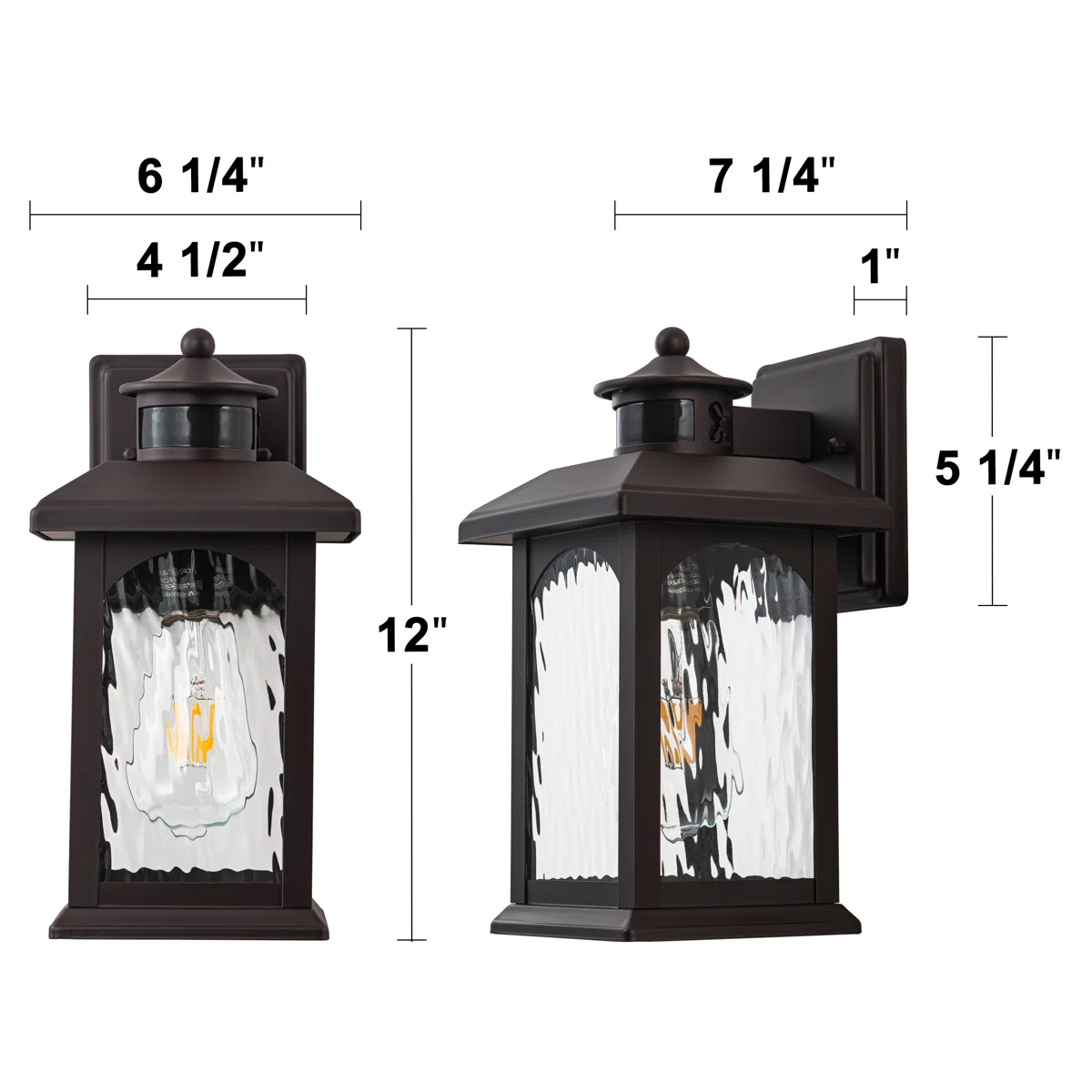 CA2570-LIN-2W B06077PGB 12" H Motion Sensor and Dusk to Dawn Outdoor Wall Lantern - Image 4