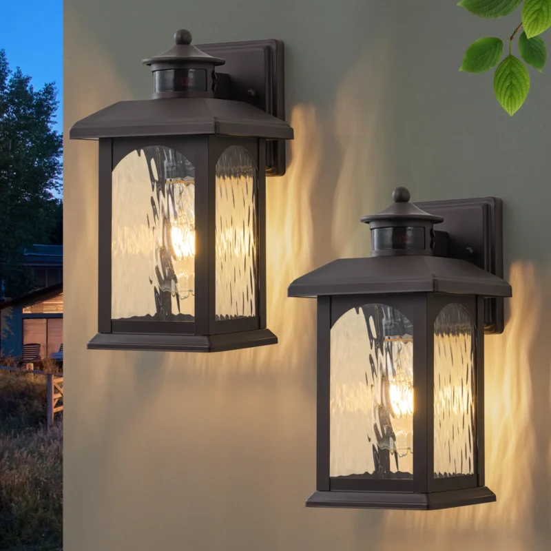 CA2570-LIN-2W B06077PGB 12" H Motion Sensor and Dusk to Dawn Outdoor Wall Lantern