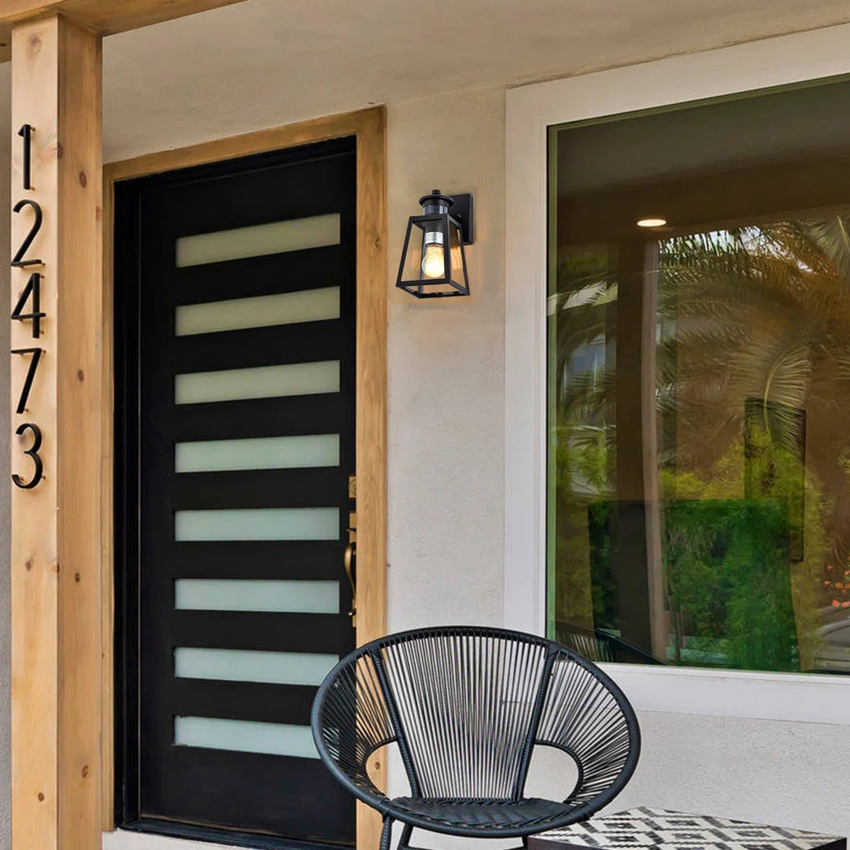 CA1928-W B05020PG Motion Sensor & Dusk to Dawn 9.5"H Matte Black Outdoor Wall Lantern - Image 6