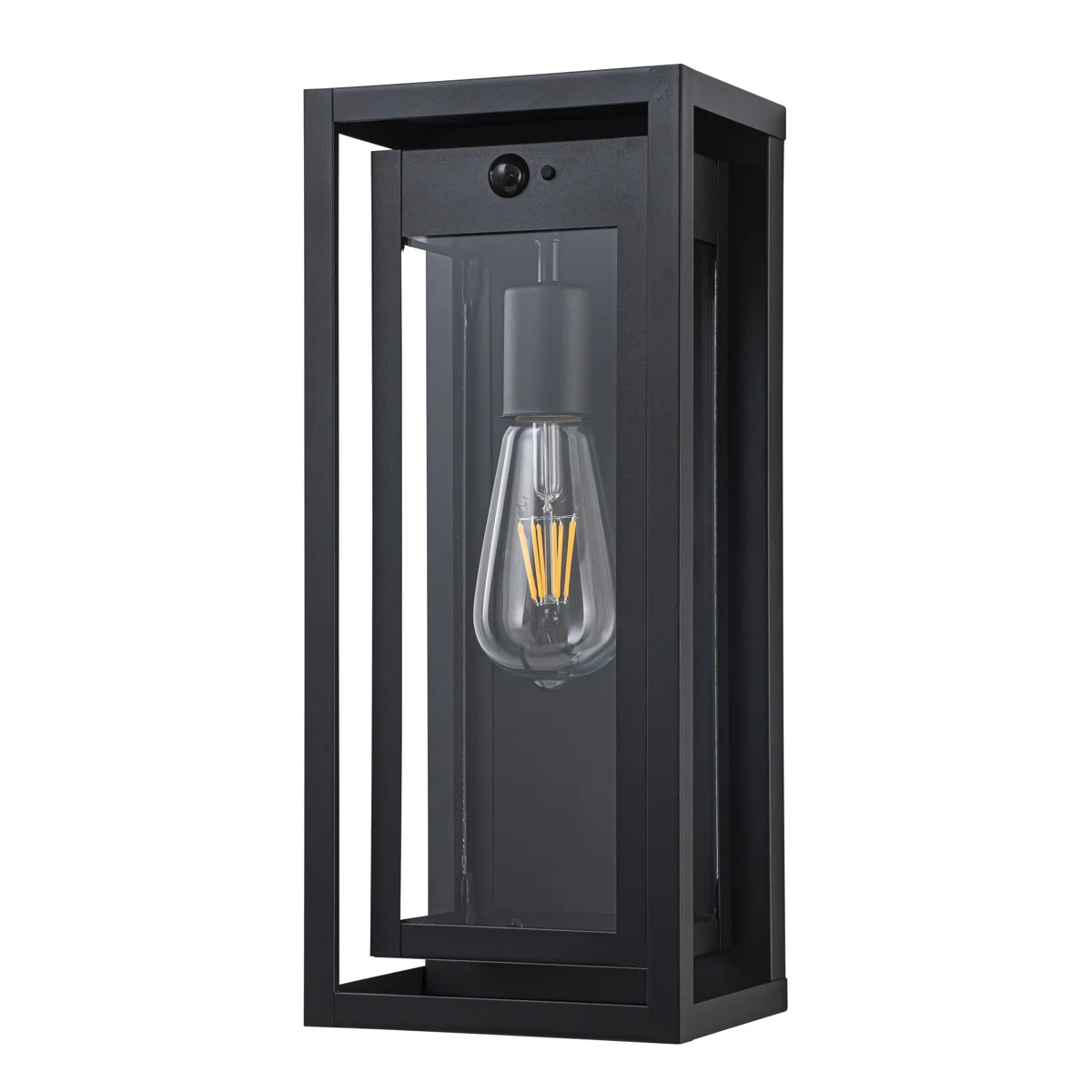 CA2661-WM B06121PG Black Motion Sensor Outdoor Wall Lantern Sconce With Tempered Glass Shade - Image 2