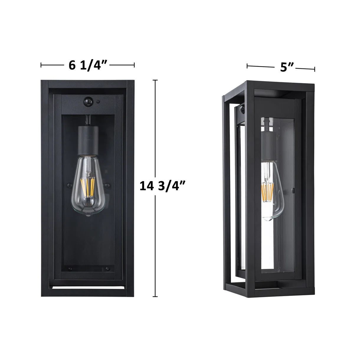 CA2661-WM B06121PG Black Motion Sensor Outdoor Wall Lantern Sconce With Tempered Glass Shade - Image 4