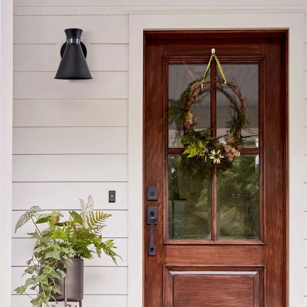 Black Outdoor Motion Sensor Light, Downlight Cone Sconce Dusk to Dawn - Image 6