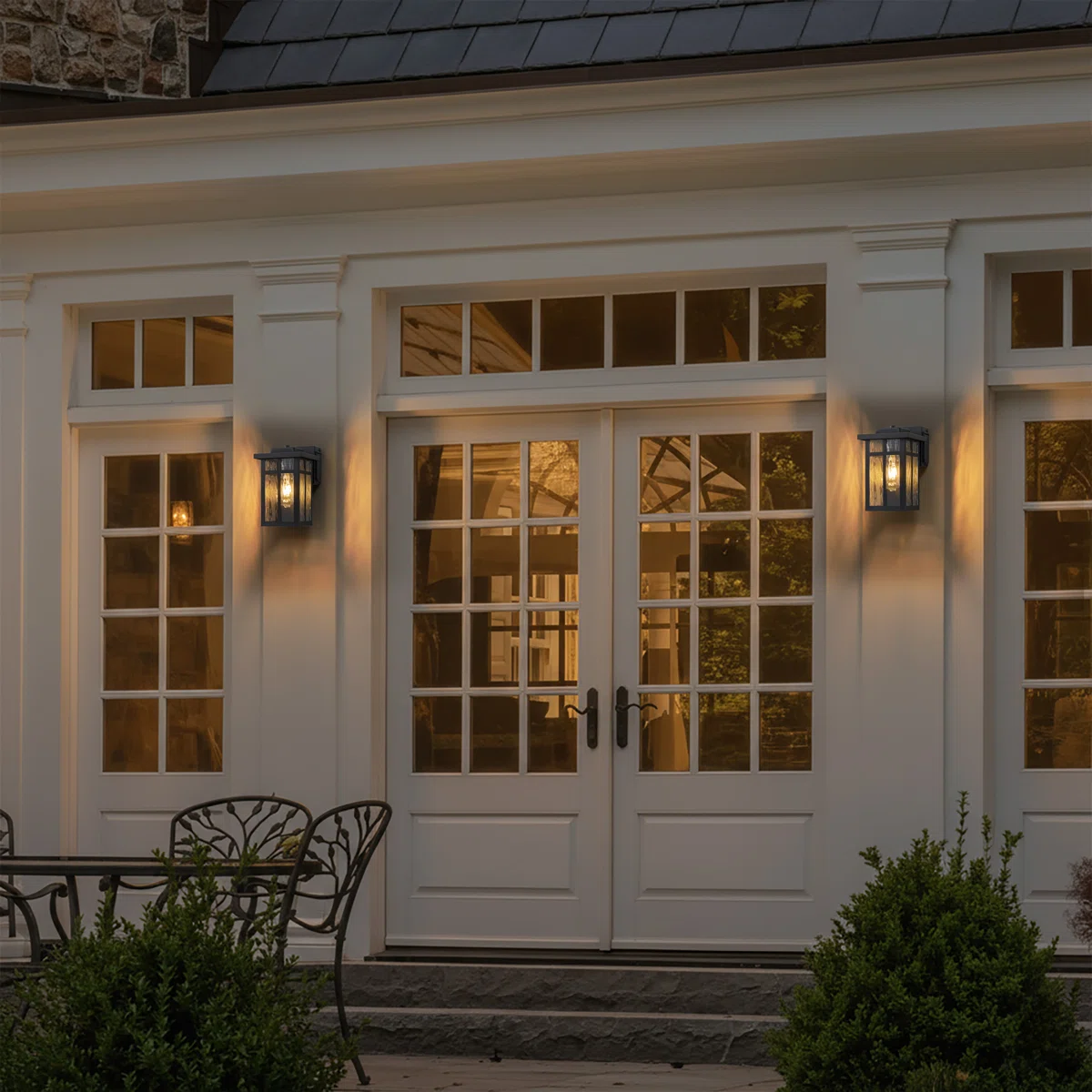 CA2429-WGF B06092GP Black Outdoor Wall Lantern With Water Glass Shade And Gfci Outlet - Image 3